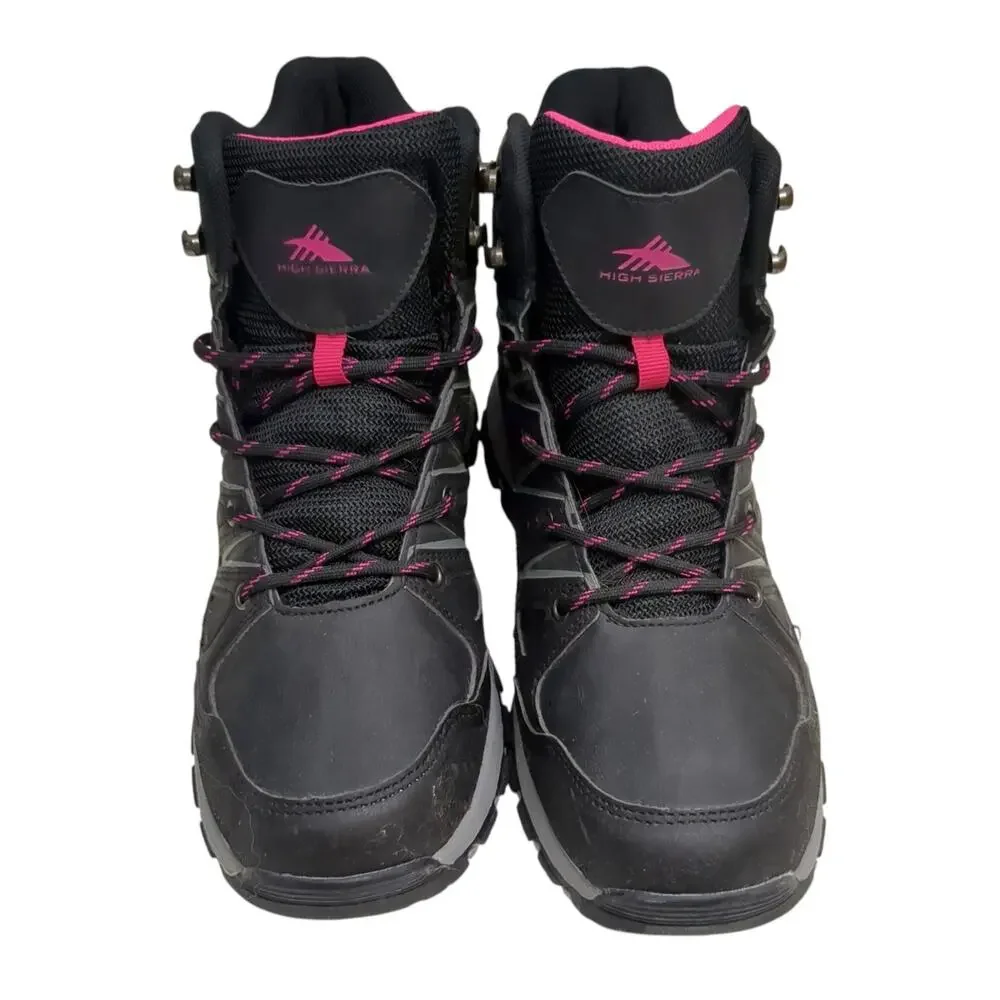 High Sierra Waterproof Hiking Boots Womens Size 11 Black Gray Pink Mid